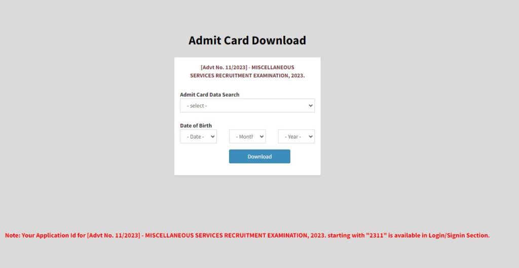 WBPSC Miscellaneous Admit Card Link 