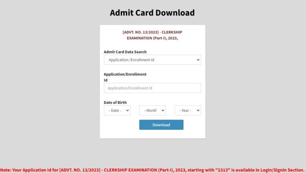 WBPSC Clerkship Part 1 Admit Card 2024 Download Using Application / Enrollment ID & DOB