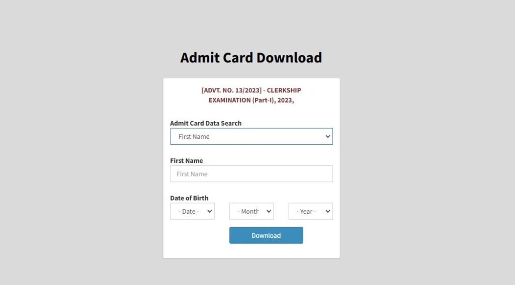 WBPSC Clerkship Part 1 Admit Card 2024 Download Using First Name & DOB