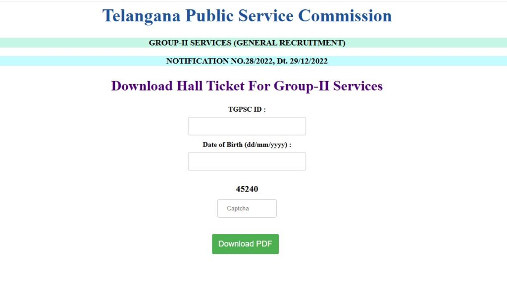 TSPSC Group 2 Hall Ticket Download Link