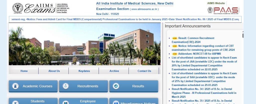 AIIMS CRE Result Link