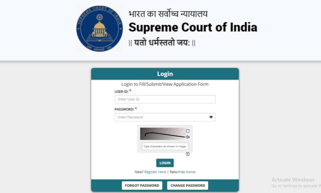 SCI JCA Admit Card Login page