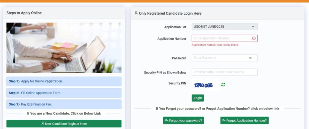UGC NET Apply Online Steps 1