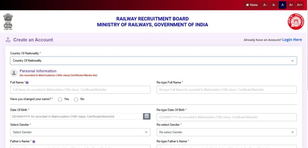 RRB Technician Registration