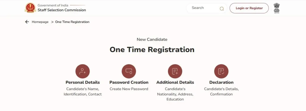 SSC Selection Post Apply Online - Part A One Tine Registration