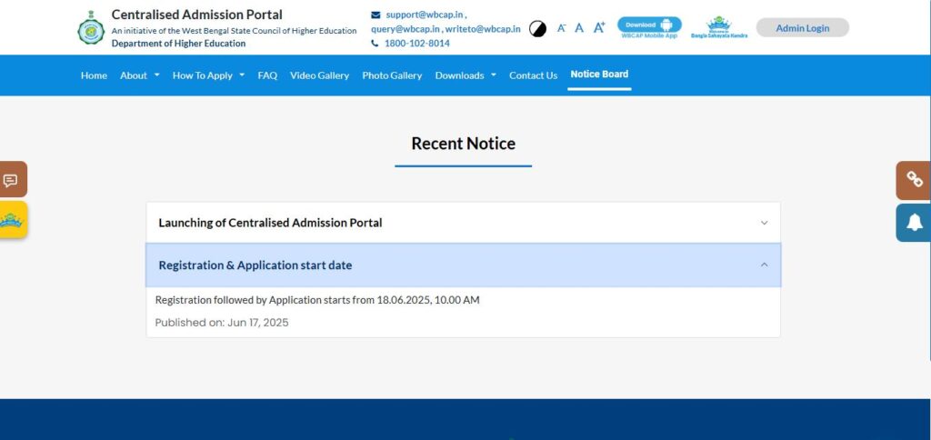 WBCAP Portal 2025 Registration Start Date