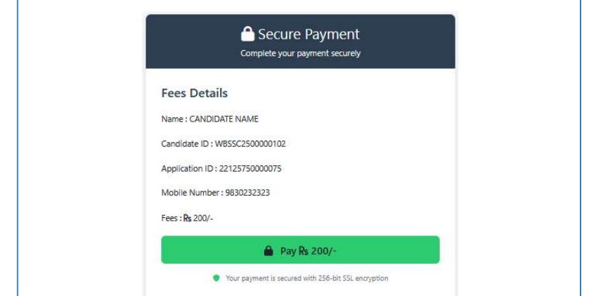 WBSSC SLST Application Form Step 4 - Fees Payment