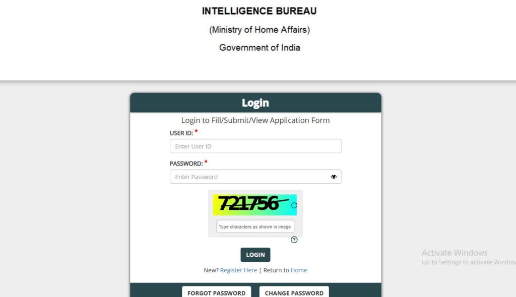 IB ACIO Apply Online Step 2 Registration