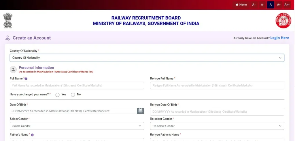 RRB Technician Registration