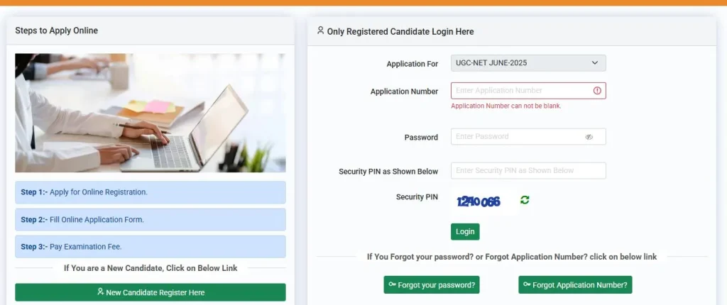 UGC NET Apply Online Steps 1