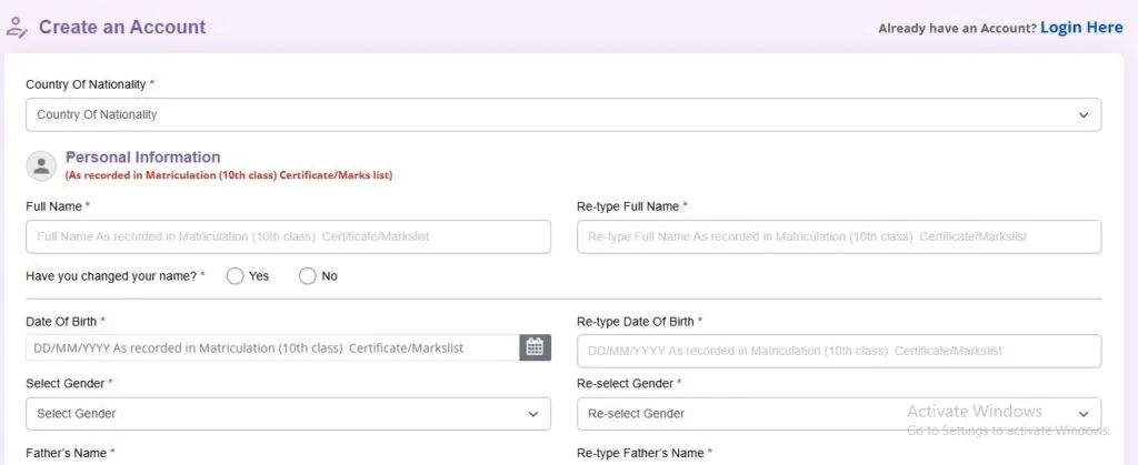 RRB ALP Apply Online Account Creation