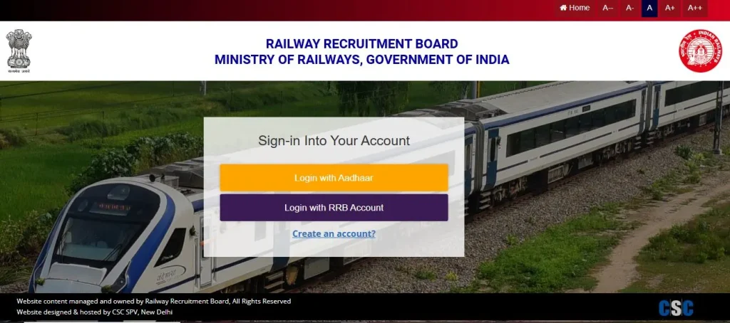 rrbapply.gov.in application process