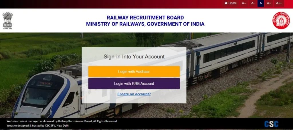 rrbapply.gov.in application process
