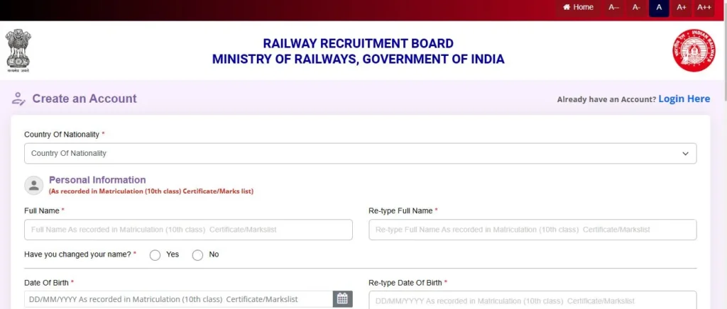 rrbapply.gov.in registration process
